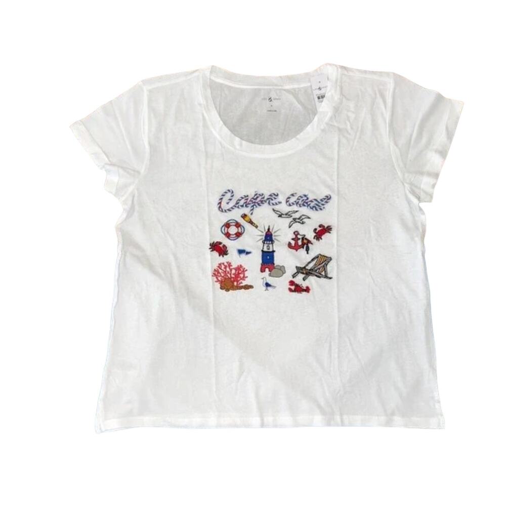 NWT LOFT Lou & Grey White W/Cape Cod Graphic Softserve Tee